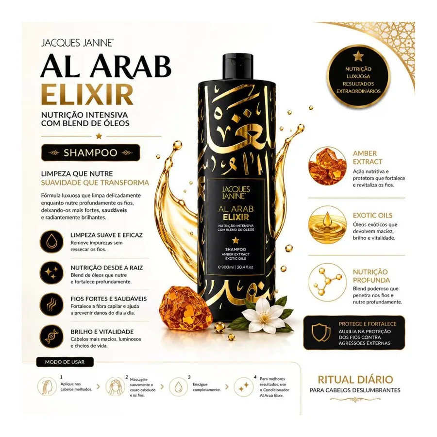 Jacques Janine Shampoo Nutrição Al Arab Elixir 900ml — foto 3