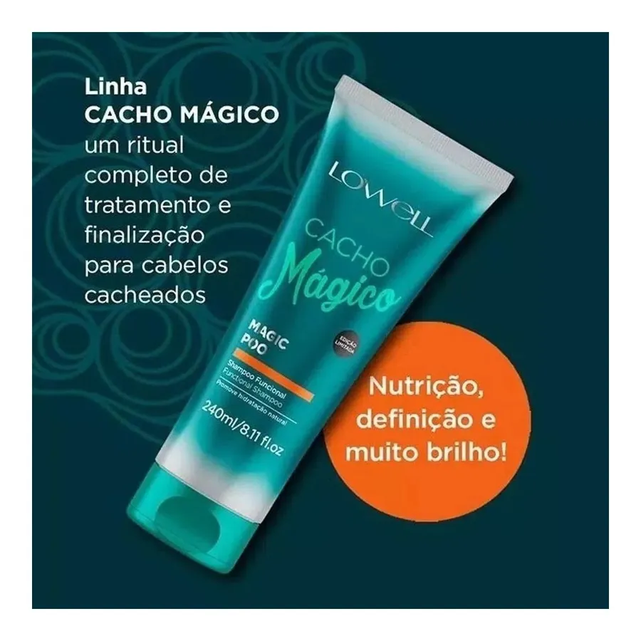 Shampoo Funcional Lowell Cacho Mágico - Hidratação e Definição para Cachos 500ml — foto 3