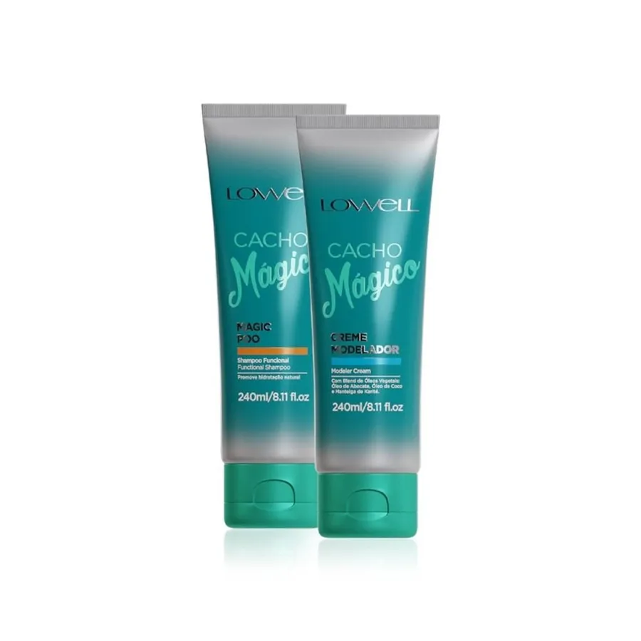 Kit Liso Mágico Lowell para Cabelos Cacheados - Shampoo e Creme Modelador 240ml