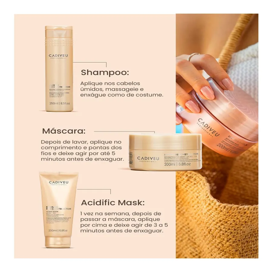 Máscara de Reconstrução Cadiveu Professional Blonde Reconstructor 200ml — foto 3