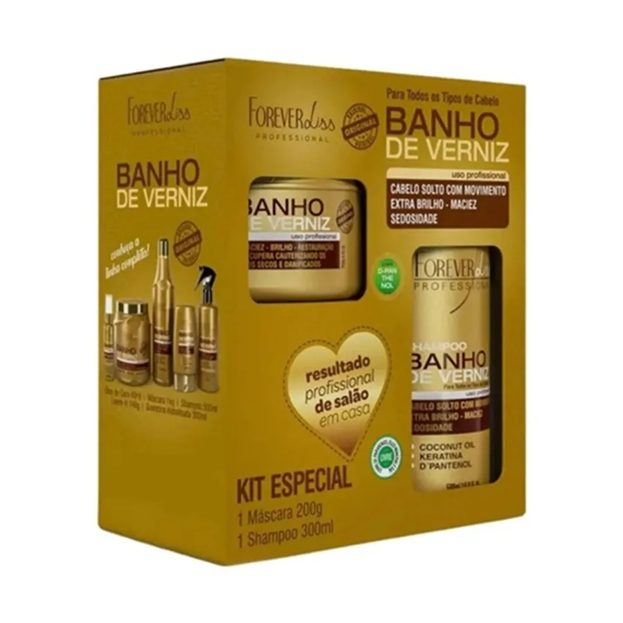 Banho De Verniz Forever Liss Kit Shampoo 300ml E Masc 250g