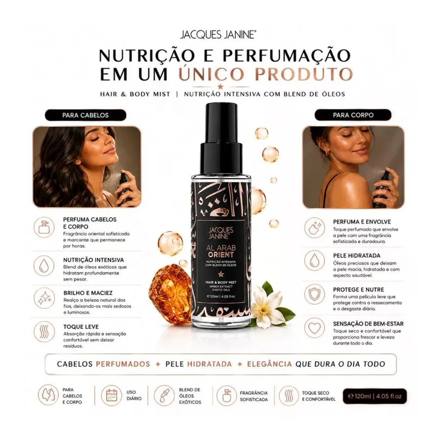 Jacques Janine Perfume Para Cabelo Jac Janine Arab Mist Al Arab Orient 120ml — foto 3