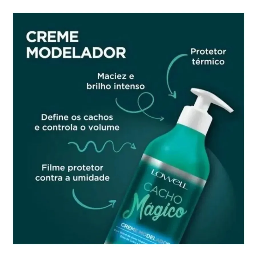 Creme Modelador Lowell Cacho Mágico - Define Cachos e Controla Volume 500g — foto 2