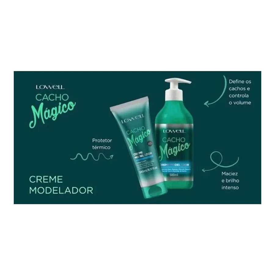Creme Modelador Lowell Cacho Mágico - Define Cachos e Controla Volume 500g — foto 3