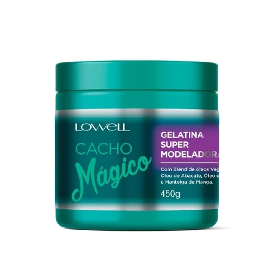 Gelatina Super Modeladora Cacho Mágico Lowell - Modela e Define Cachos com Óleos Vegetais 450g