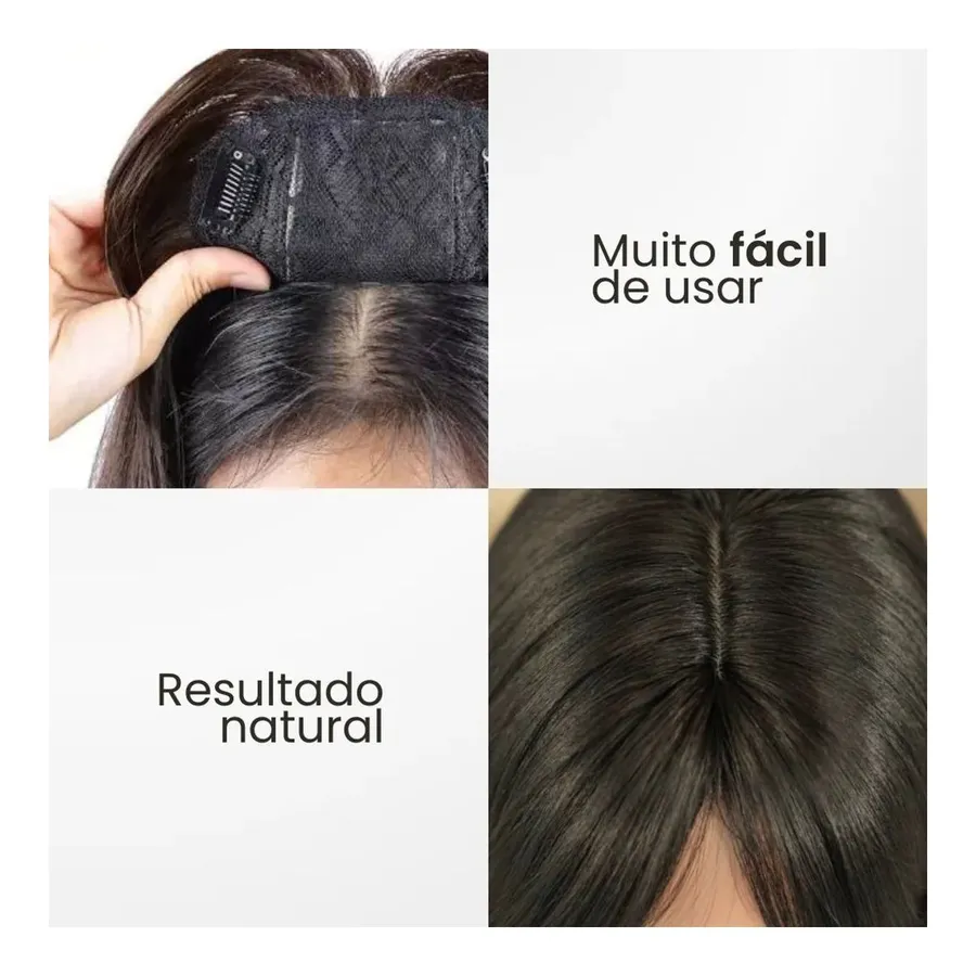Bela Vital Top Closure - Topo de Cabelo com Franja 45cm - Para Alopecia e Falhas — foto 3