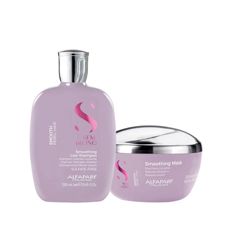 Kit Alfaparf Milano Professional Semi Di Lino Smooth Smoothing - Shampoo 250ml + Máscara 200ml