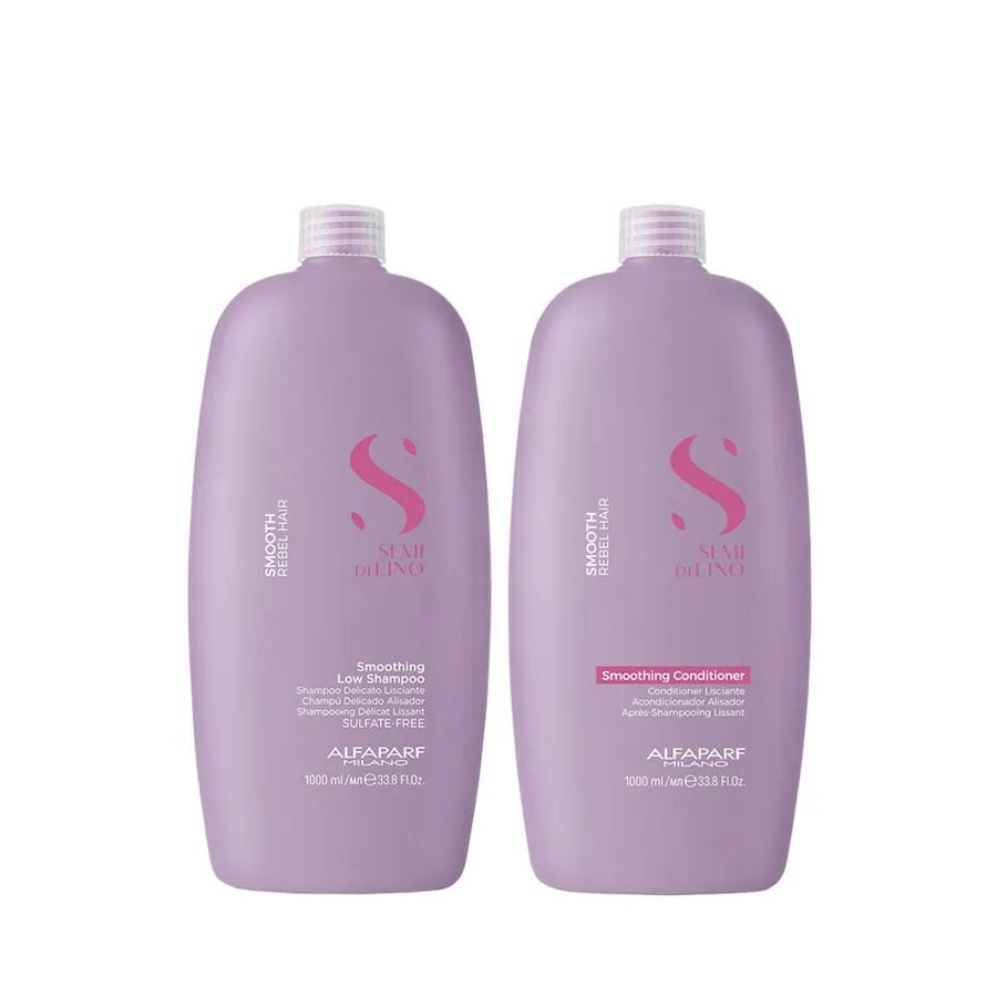 Kit Alfaparf Milano Professional Semi Di Lino Smooth Smoothing - Shampoo 1000ml + Condicionador