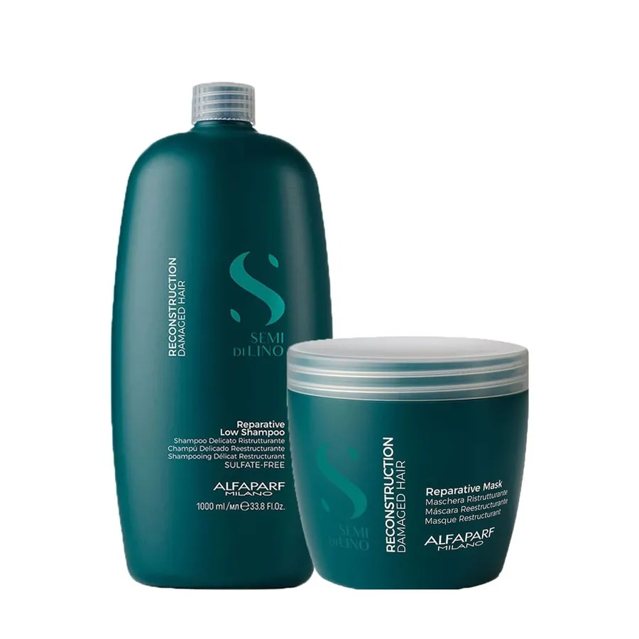 Kit Alfaparf Milano Professional Semi Di Lino Reconstruction - Shampoo 1000ml + Máscara 500ml