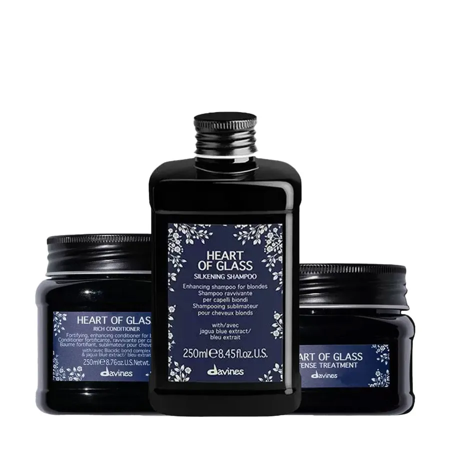 Kit Davines Heart Of Glass - Shampoo 250ml + Condicionador 250ml + Tratamento de Nutrição 150ml