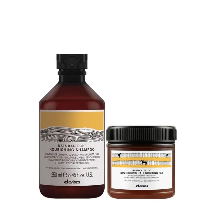 Kit Davines Naturaltech Nourishing - Shampoo 250ml + Máscara Building Pak
