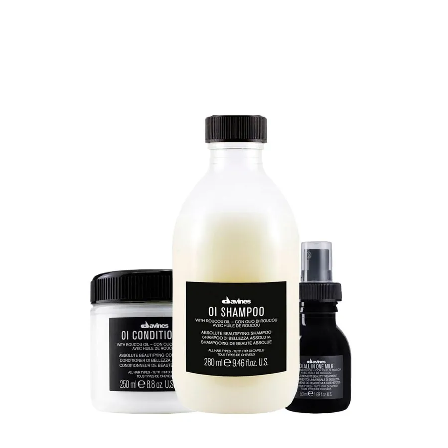 Kit Davines Oi - Shampoo 280ml + Condicionador 250ml + Leave-In