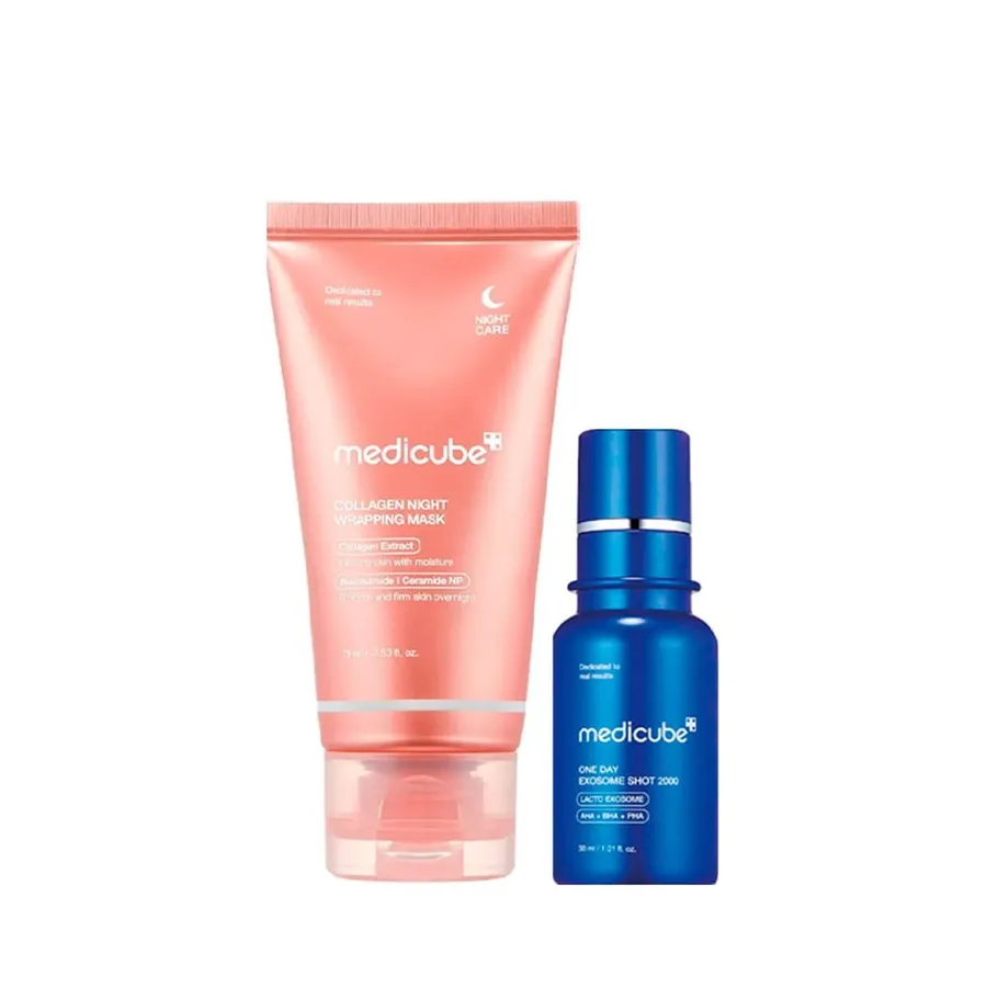 Kit Medicube Collagen Night Máscara Facial 75ml + One Day Exosome Sérum Facial 30ml