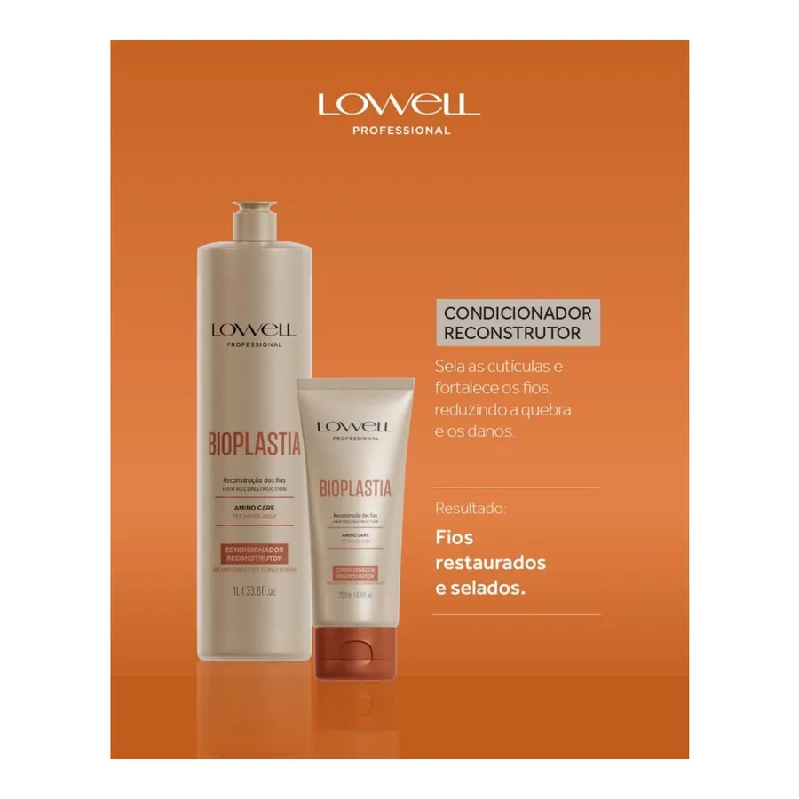 Kit Bioplastia Lowell - Shampoo 1L, Condicionador 1L, Máscara 25ml e Leave-in para Reconstrução Capilar 120ml — foto 3