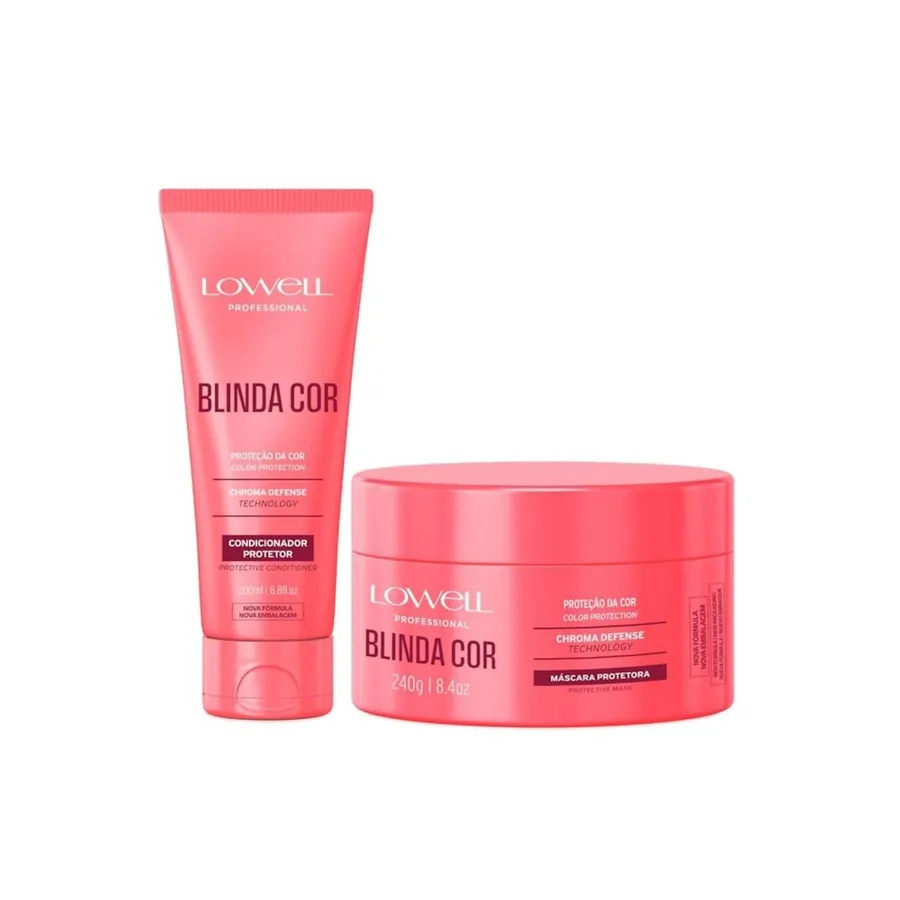 Kit Blinda Cor Lowell - Condicionador 200ml + Máscara para Proteção e Prolongamento da Cor dos Cabelos 240g