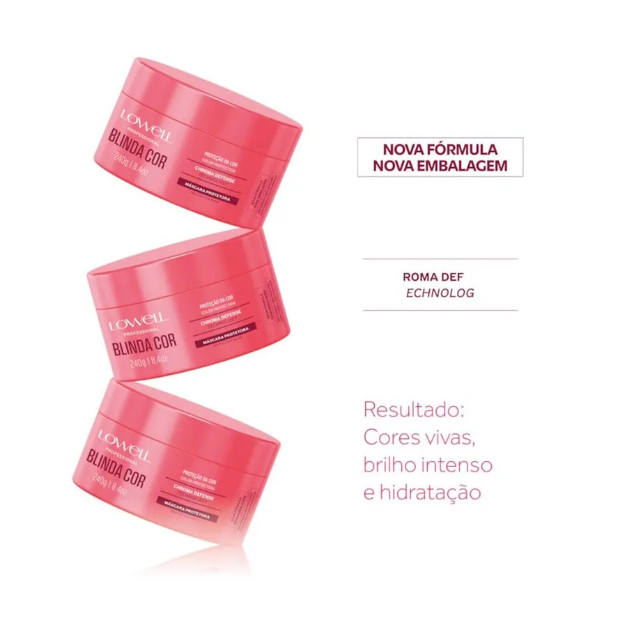 Kit Lowell Blinda Cor 2 Máscaras - Proteção e Hidratação para Cabelos Coloridos 240g — foto 3