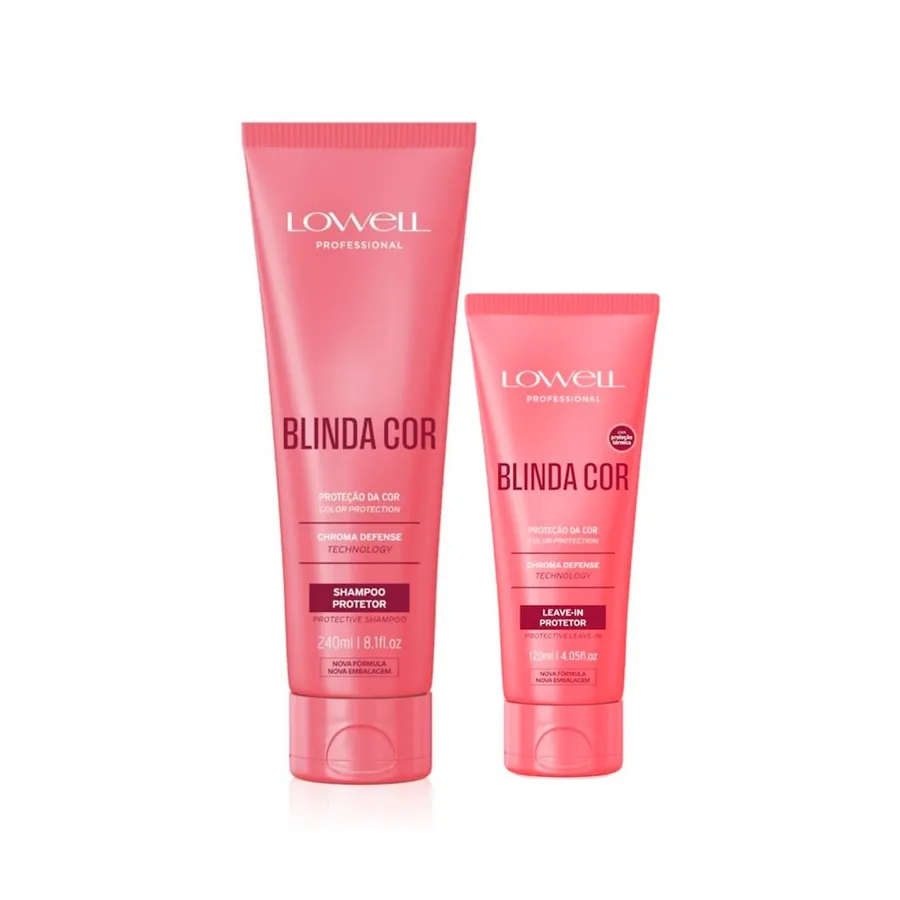 Kit Blinda Cor Lowell - Shampoo 240ml + Leave-in para Proteção e Prolongamento da Cor dos Cabelos 120ml