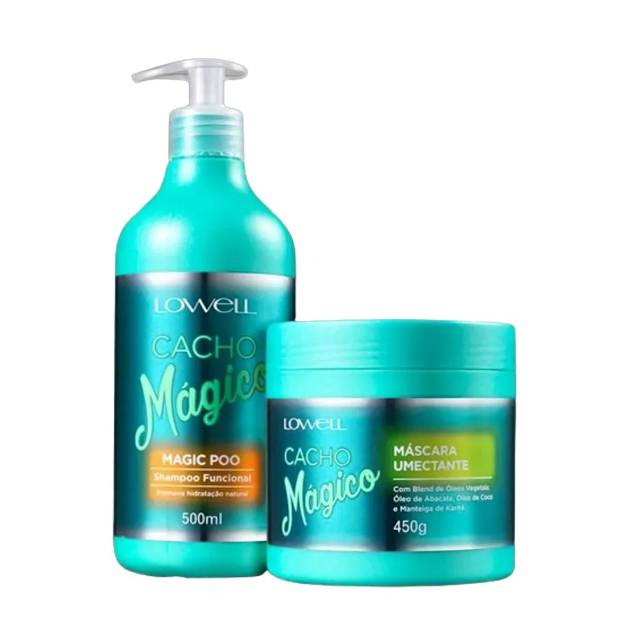 Kit Cachos Lowell Cacho Mágico Shampoo 500ml + Máscara Umectante com Óleos Vegetais 450g