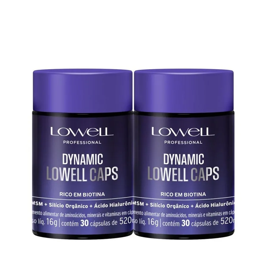 Kit Dynamic Lowell Caps para Cabelos Fortificados com Biotina 2 unidades