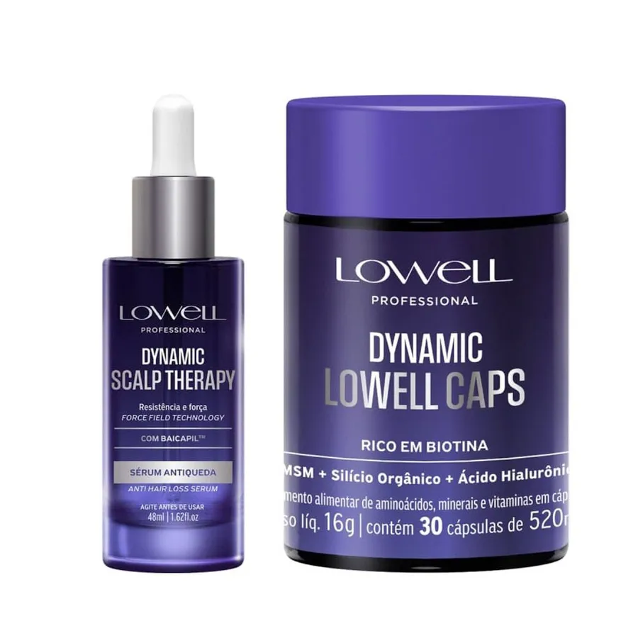 Kit Dynamic Lowell para Fortalecimento Capilar com Serum Antiqueda e Caps Scalp Therapy
