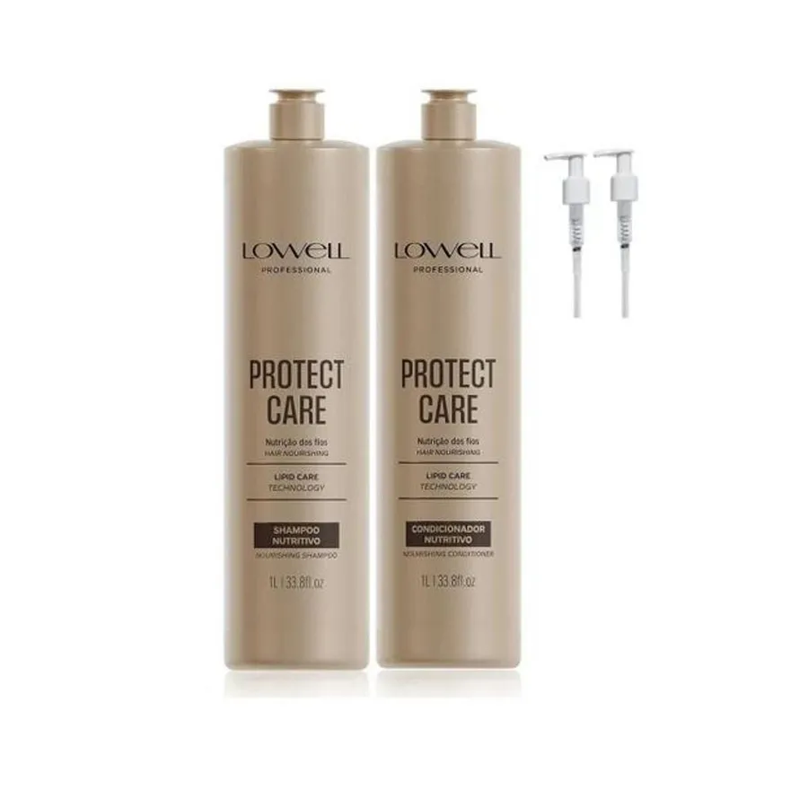 Kit Protect Care Lowell Shampoo 1L + Condicionador Nutrição e Hidratação Profunda para Cabelos Ressecados
