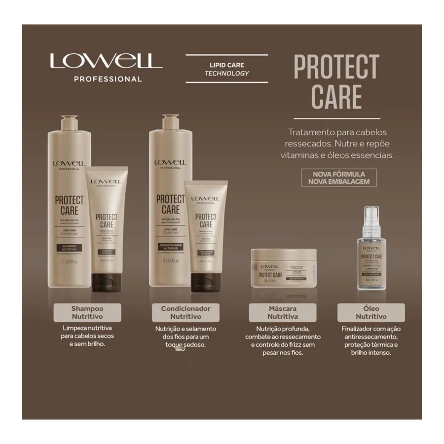 Kit Protect Care LOWELL Shampoo 240ml + Condicionador Nutritivo para Cabelos 200ml — foto 3