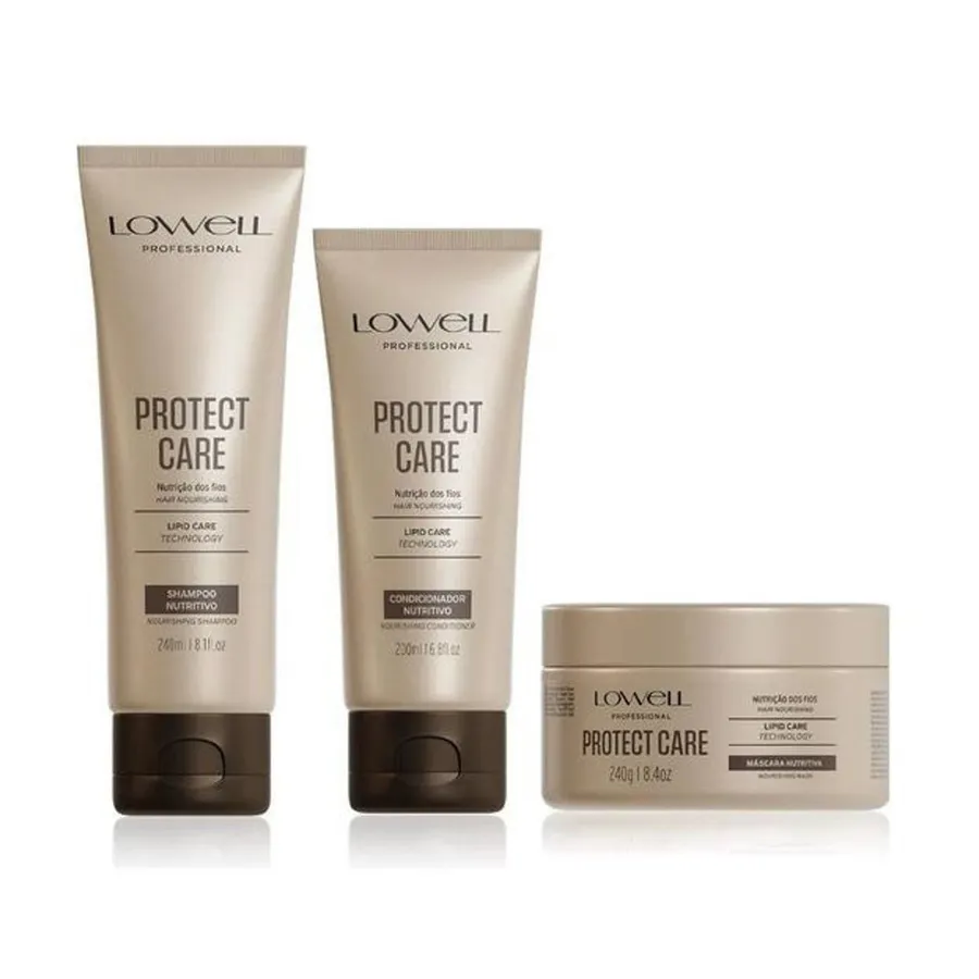 Kit Lowell Protect Care Shampoo 240ml + Condicionador 200ml + Máscara - Nutrição e Proteção dos Fios 240g