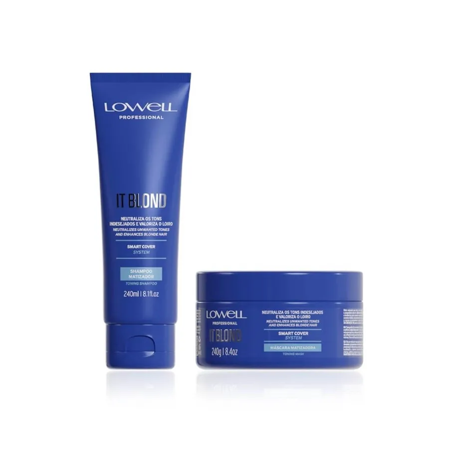 Kit Violet Platinum Lowell Matizador com Shampoo e Máscara - Neutraliza Amarelado e Realça Brilho 240ml