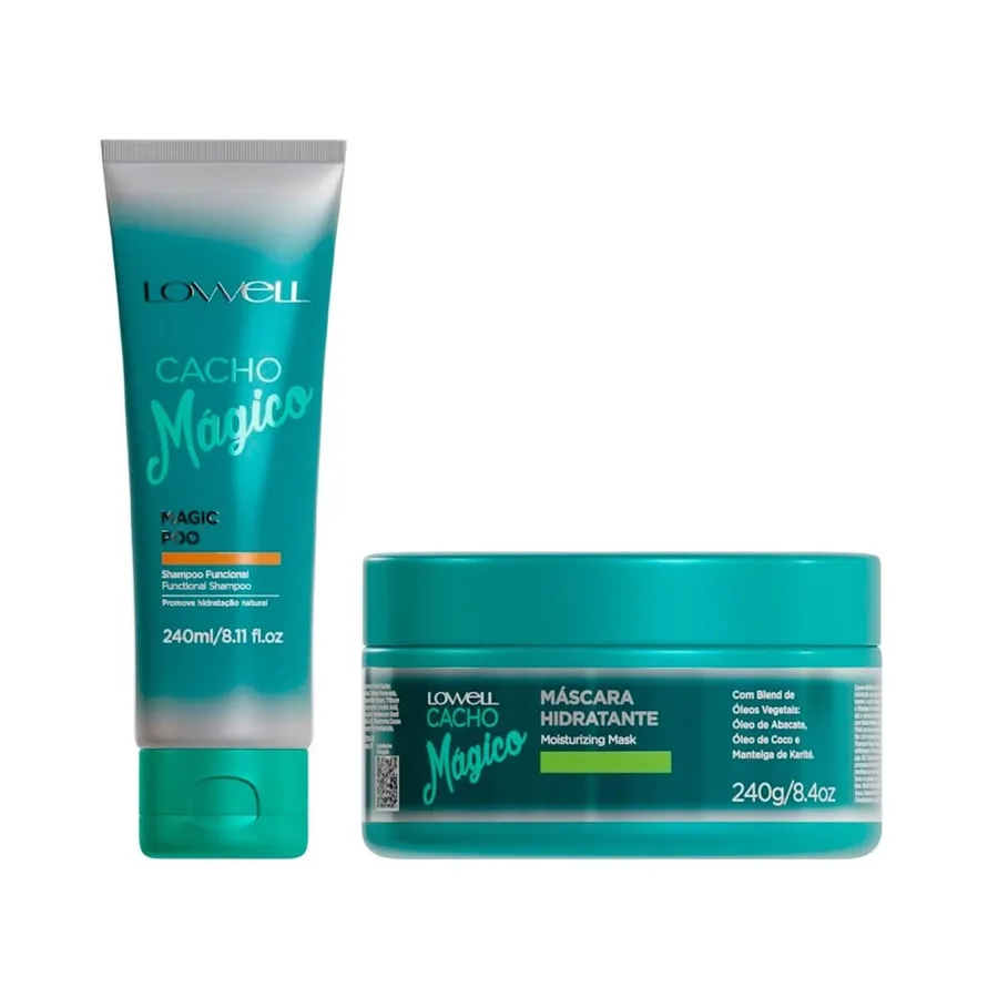 Kit Lowell Cacho Mágico Funcional Shampoo 240ml + Máscara Hidratante com Óleos Vegetais 240g