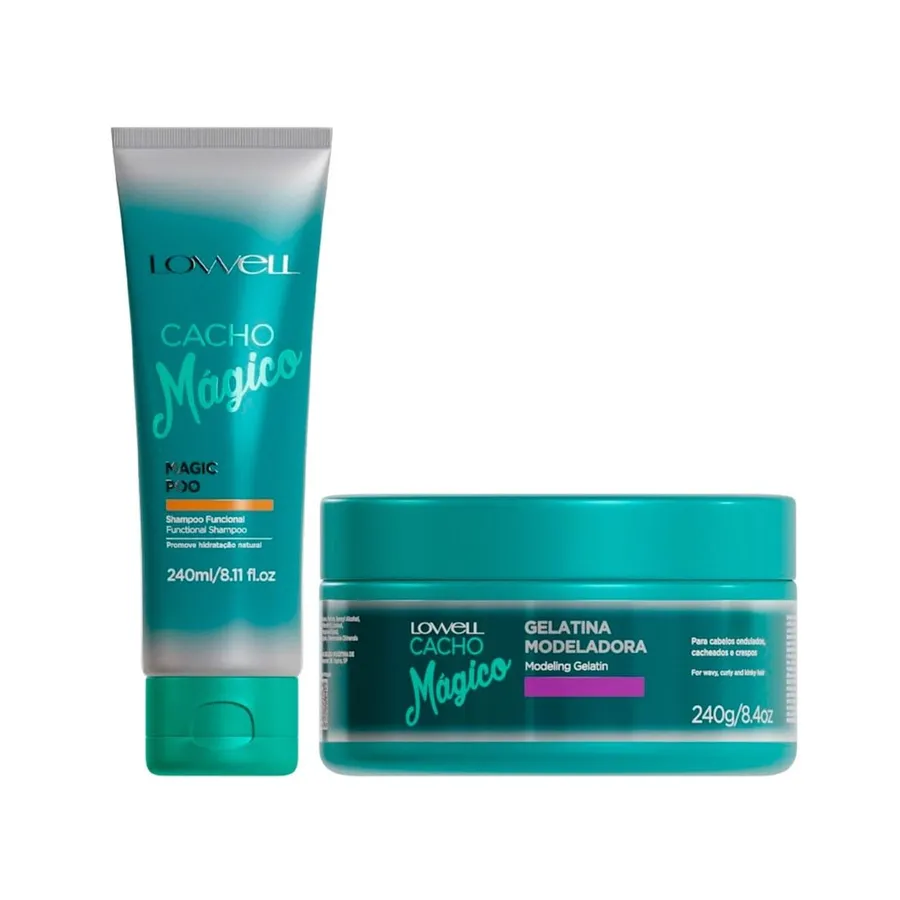 Kit Lowell Cacho Mágico Shampoo e Gelatina para Cachos Definidos e Hidratados 240ml