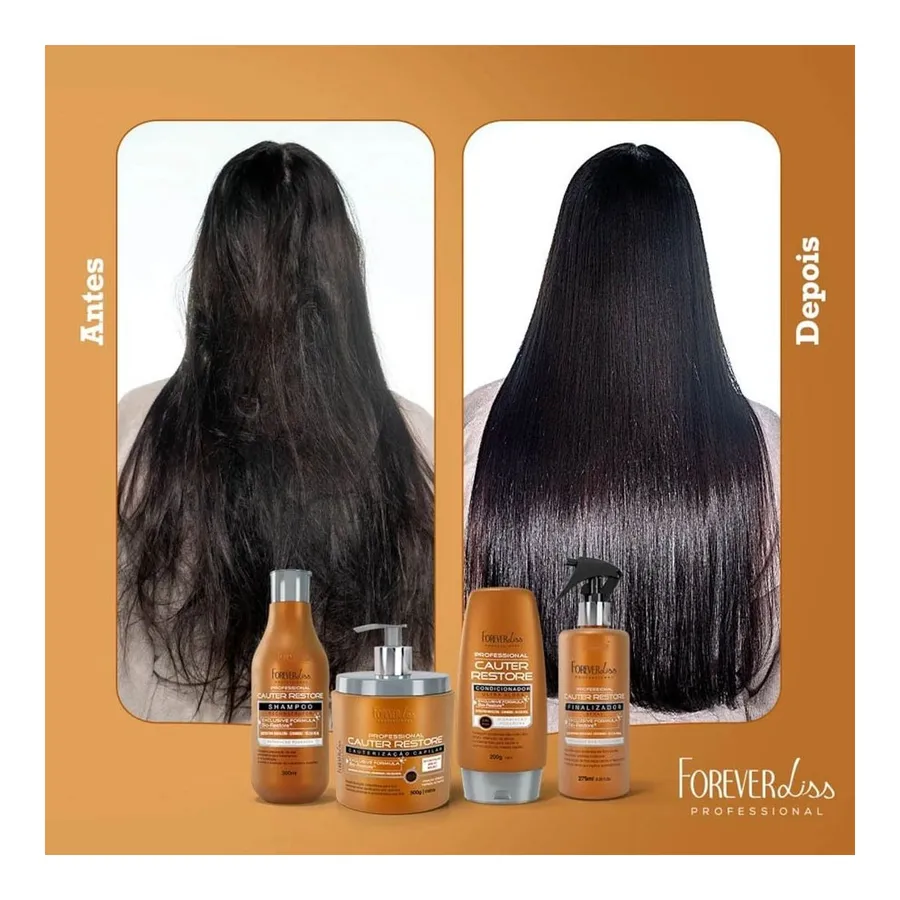 Kit Cauter Restore Forever Liss com Shampoo 300ml e Máscara para Cauterização Capilar e Reconstrução 500g — foto 3