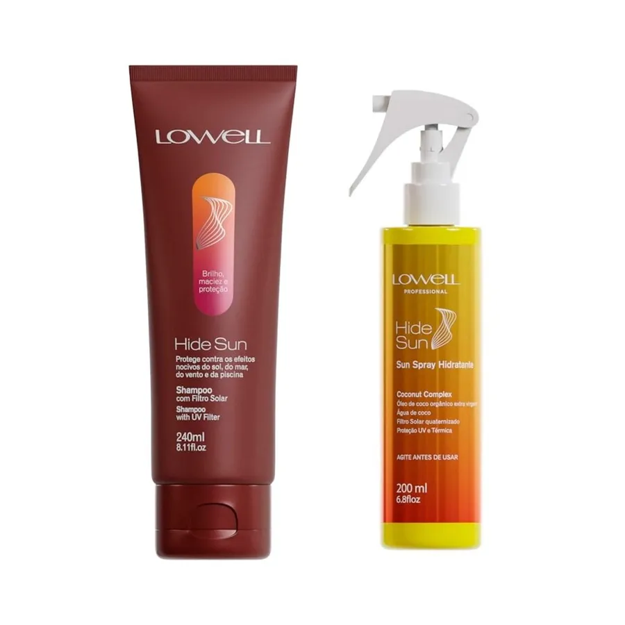 Kit Protetor Solar com Filtro UV e Hidratação Lowell - Shampoo e Sun Spray