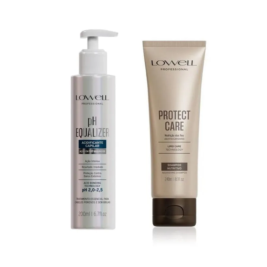 Kit Lowell PH Equalizer 200ml e Shampoo Nutritivo Protect Care para cabelos porosos e ressecados 240ml
