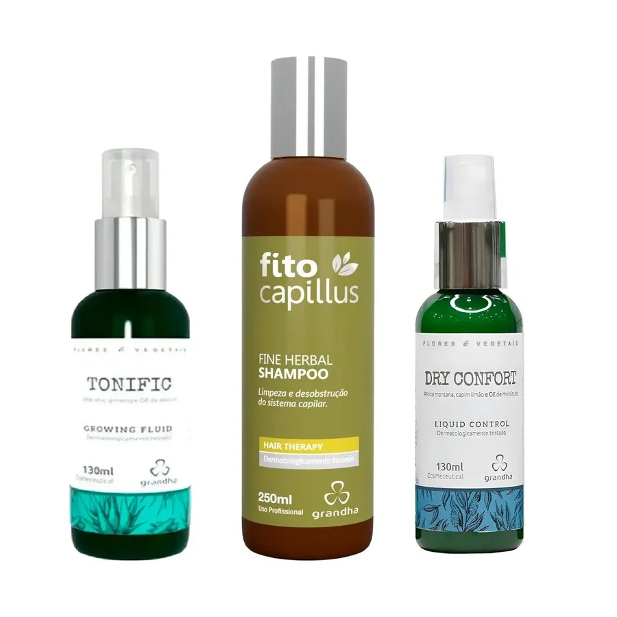 Kit Terapia Completo para Equilíbrio do Couro Cabeludo e Fortalecimento dos Fios com Shampoo Herbal e Fórmulas Tonificantes