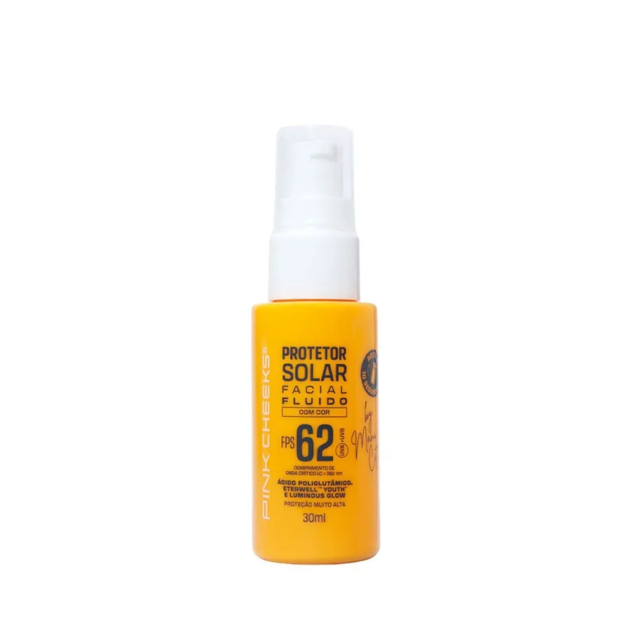 Protetor Solar Facial Pink Cheeks Fluido By Manu Cit FPS 62 Tint 30 30ml