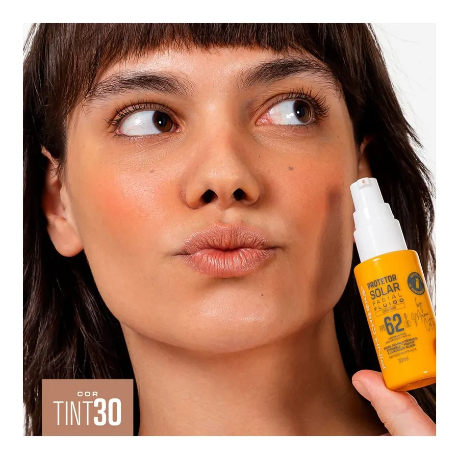 Protetor Solar Facial Pink Cheeks Fluido By Manu Cit FPS 62 Tint 30 30ml — foto 3