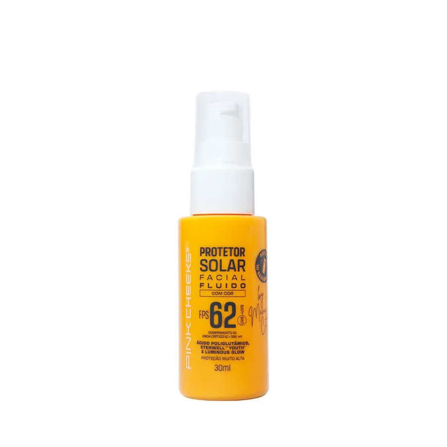 Protetor Solar Facial Pink Cheeks Fluido By Manu Cit FPS62 Tint 50 30ml