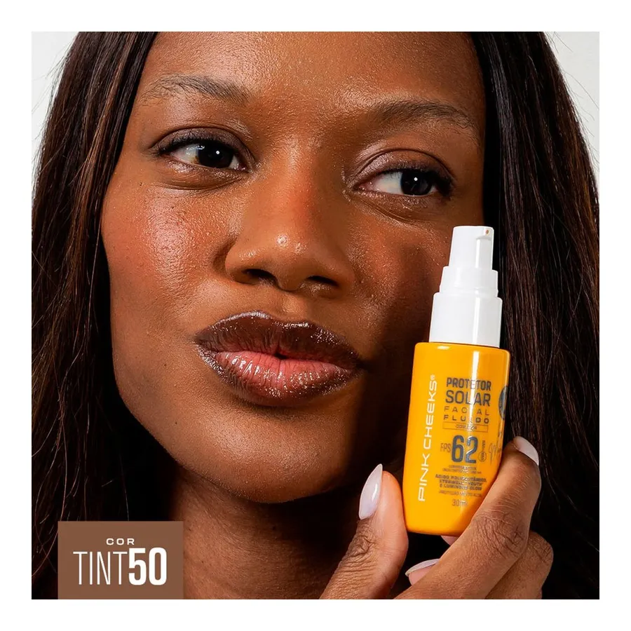 Protetor Solar Facial Pink Cheeks Fluido By Manu Cit FPS62 Tint 50 30ml — foto 3