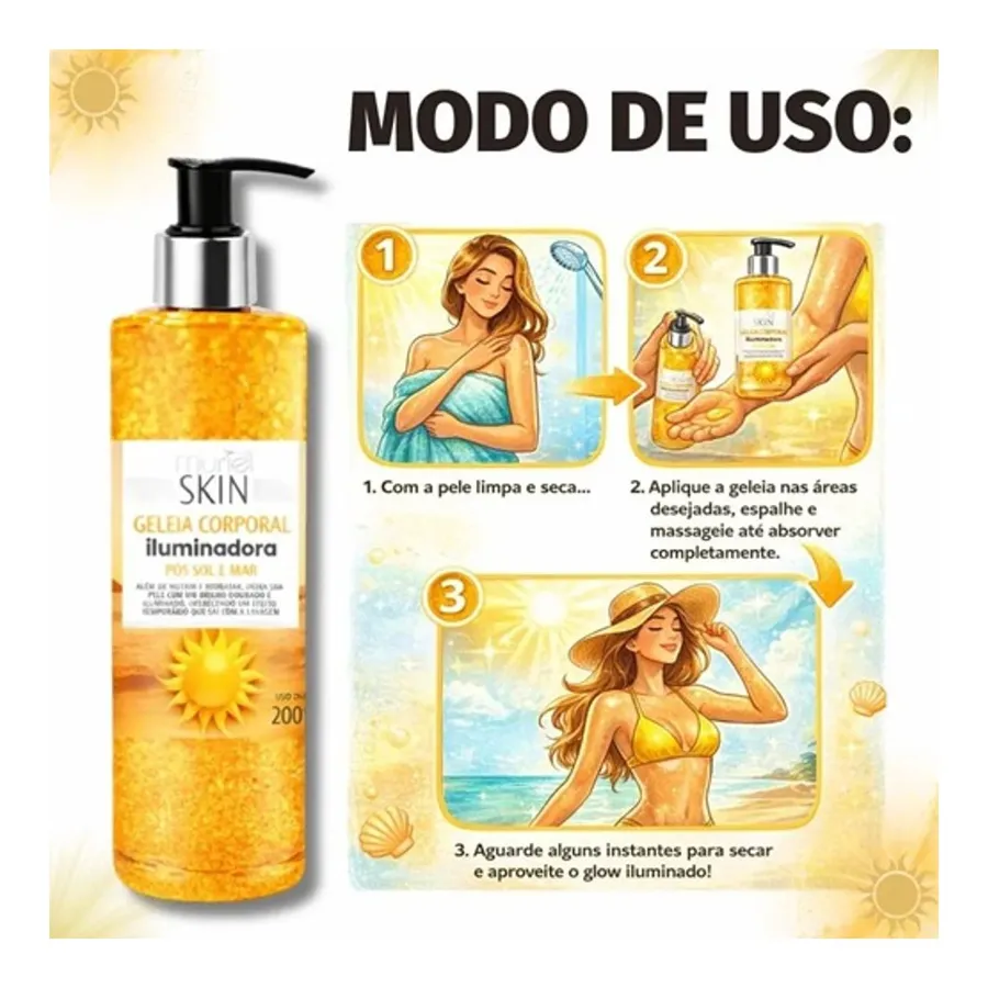 Geleia Corporal Iluminadora Muriel Skin Pós Sol E Mar 200ml — foto 3