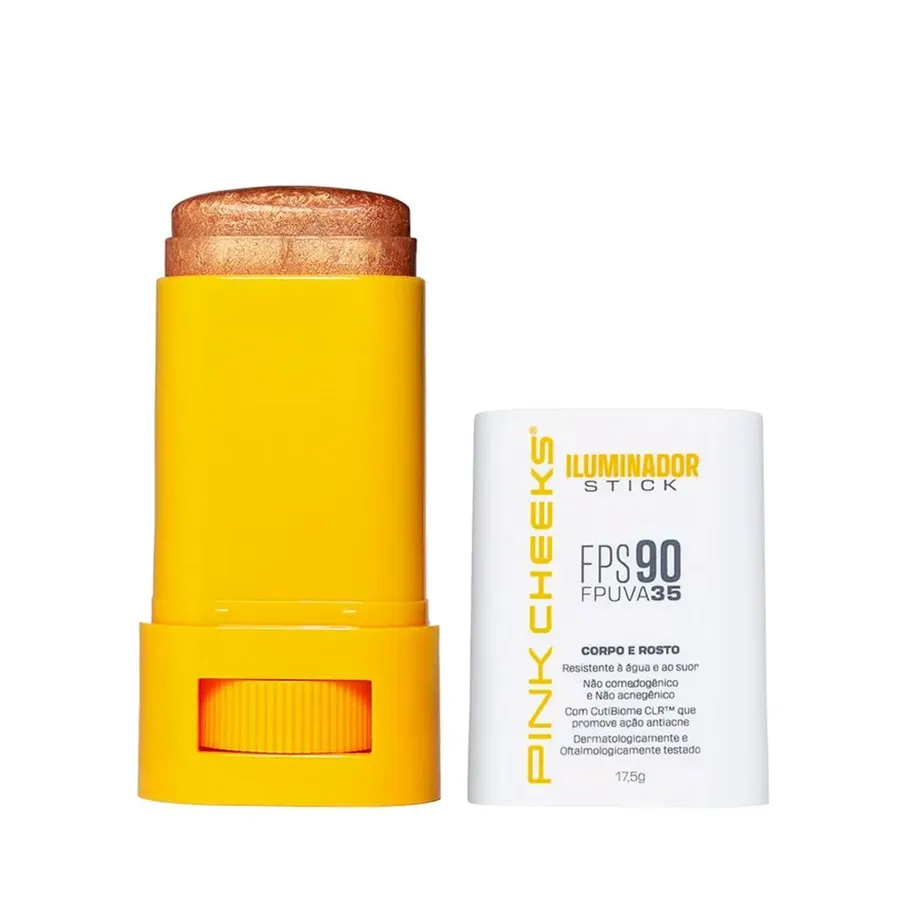 Pink Cheeks Iluminador Multifuncional Corporal e Facial com Proteção Solar Cheeks FPS 90 FPUVA 35 17,5g — foto 5
