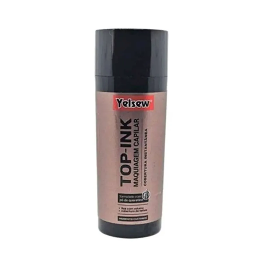 Pó Fixador Yelsew Top-Ink Maquiagem Capilar Castanho 25g