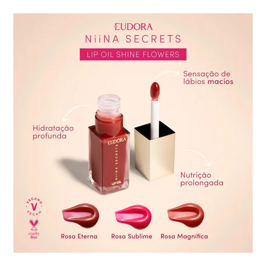 Lip Oil Eudora Niina Secrets Rosa Eterna 7ml — foto 2
