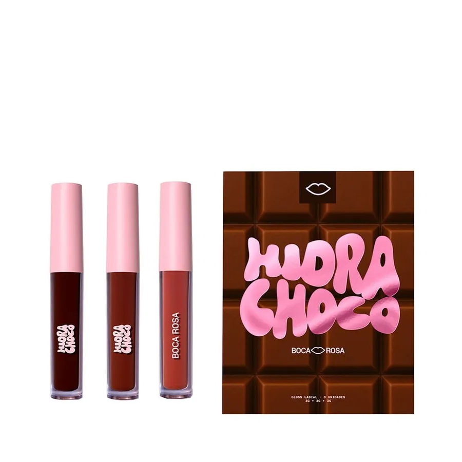 Kit Gloss Labial Boca Rosa Trio Hidra Choco – 3 Unidades 3g