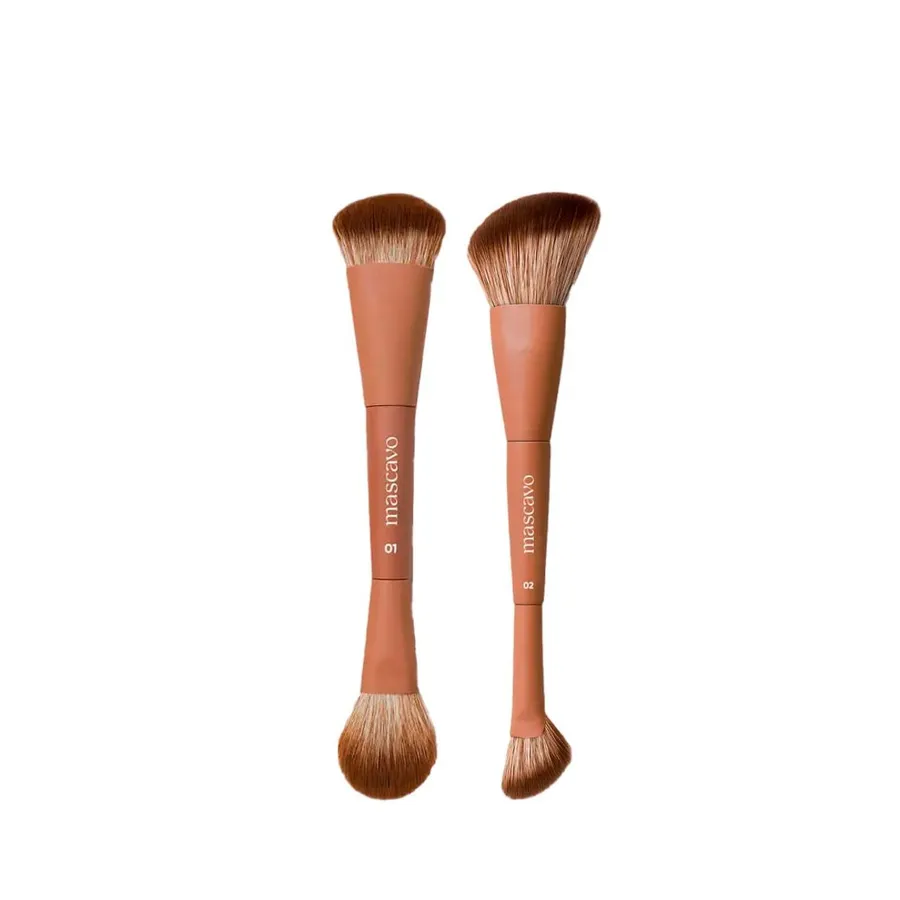 Kit Mascavo Pro Series Pincel de Maquiagem Duplo para Rosto + Pincel de Maquiagem Duplo Angular
