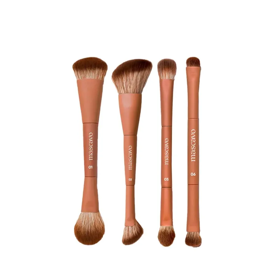 Kit Mascavo Pro Series Pincel de Maquiagem Duplo - 4 Produtos