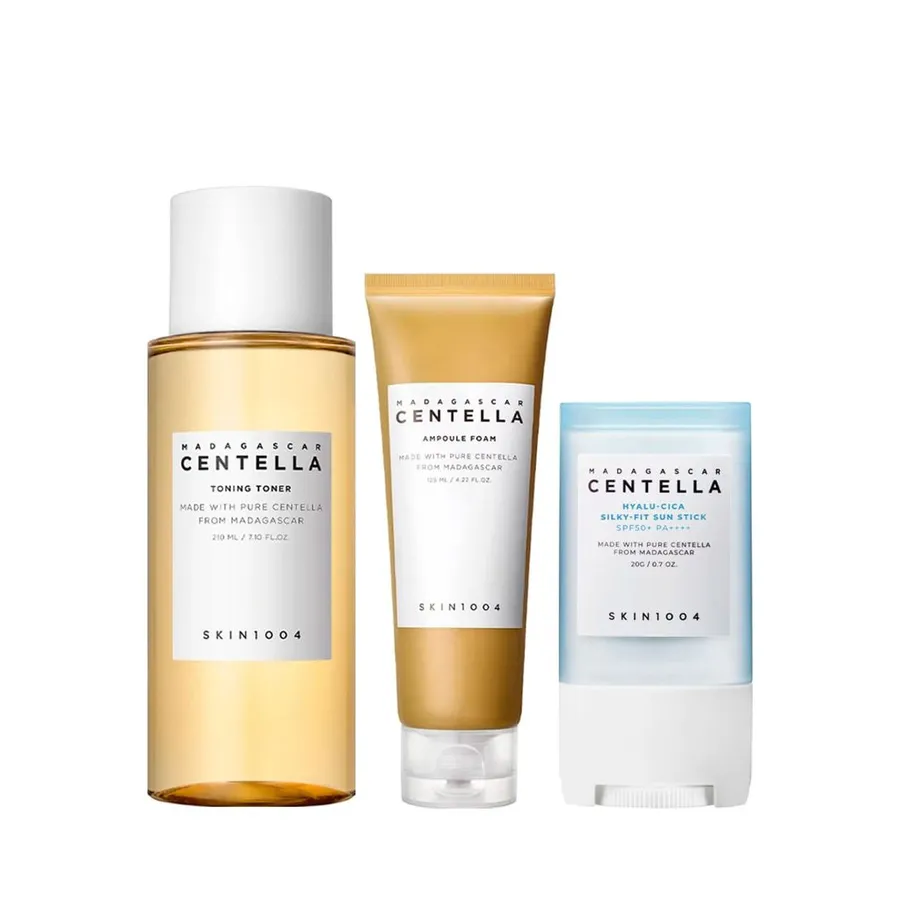 Kit Skin1004 Centella Tônico Facial 210ml + Espuma de Limpeza Facial 125ml + Protetor Solar Facial 20g