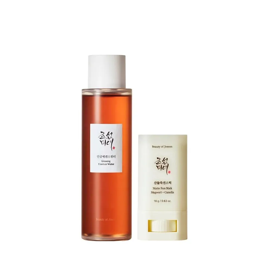 Kit Beauty of Joseon Água de Essência de Ginseng 150ml + Camelia Matte Sun FPS50 Protetor Solar Facial Stick 18g