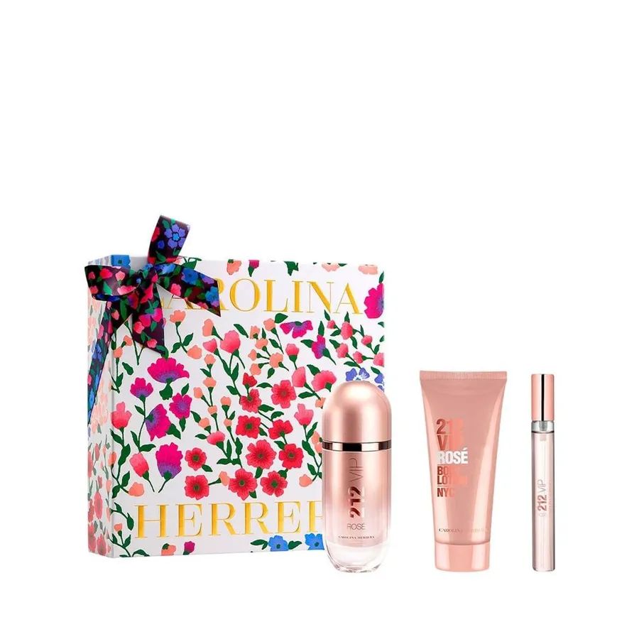 Kit Carolina Herrera 212 VIP Rosé Feminino - Eau de Parfum 80ml + 10ml + Body Lotion 100ml