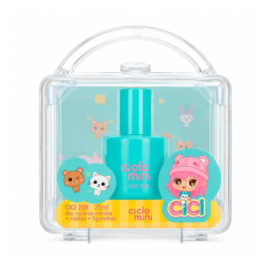 Kit Ciclo Mini Cici Zoe - Estojo com Deo Colônia + Maletinha + Figurinhas 25ml