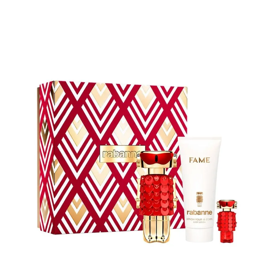 Kit Rabanne Fame In Love Feminino - Parfum Elixir 80ml + 4ml + Body Lotion 100ml